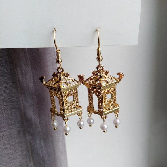 💕Last One Asian Architecture Pearl Earrings - Picture 4 of 5